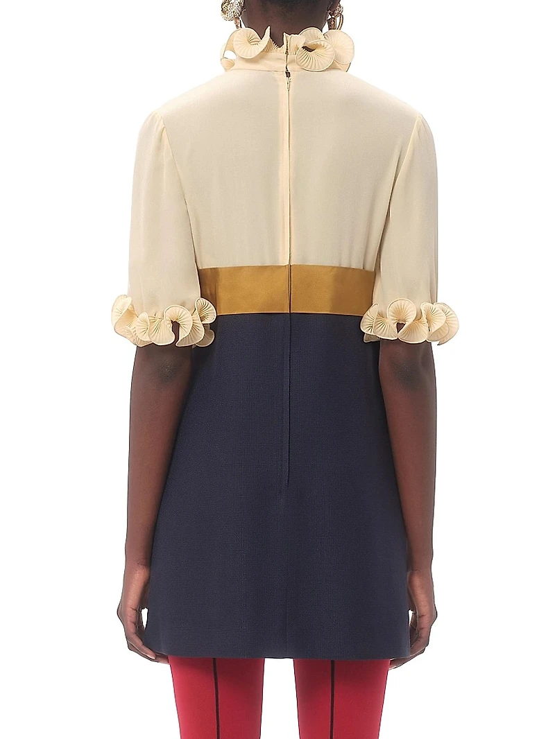 Crepe De Chine and Viscose Short Dress