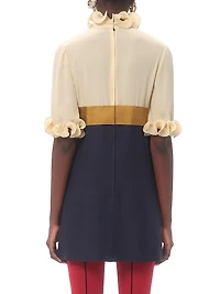 Crepe De Chine and Viscose Short Dress