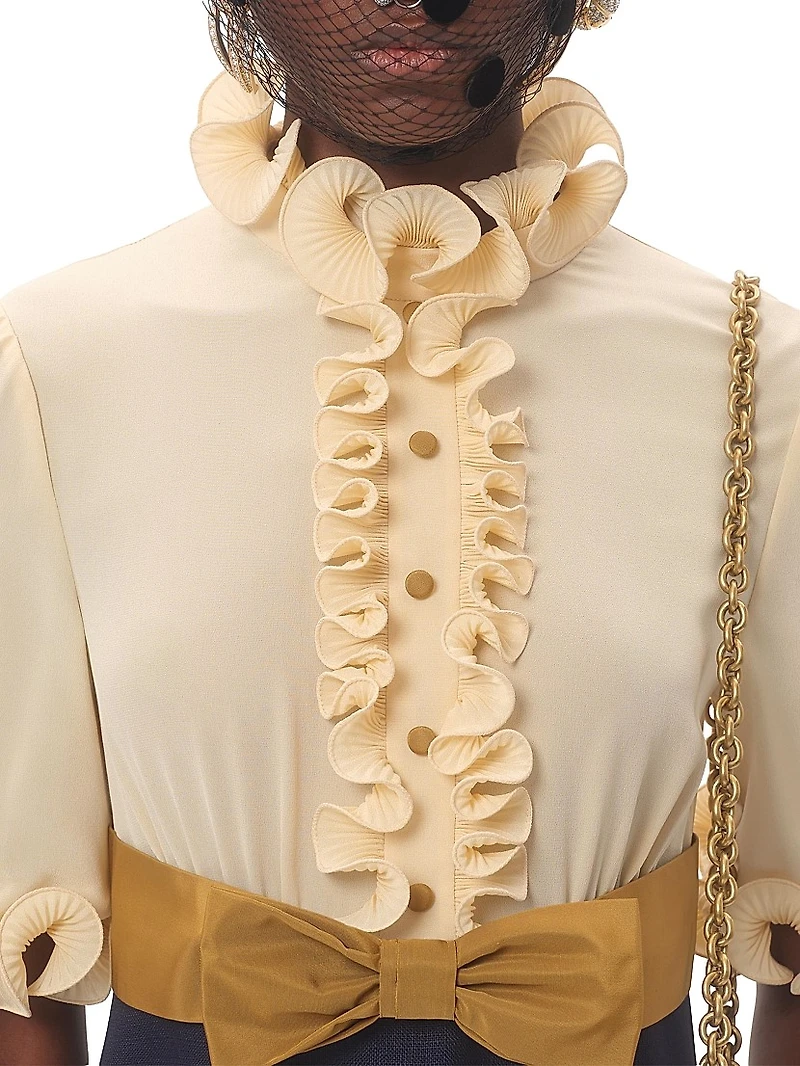 Crepe De Chine and Viscose Short Dress