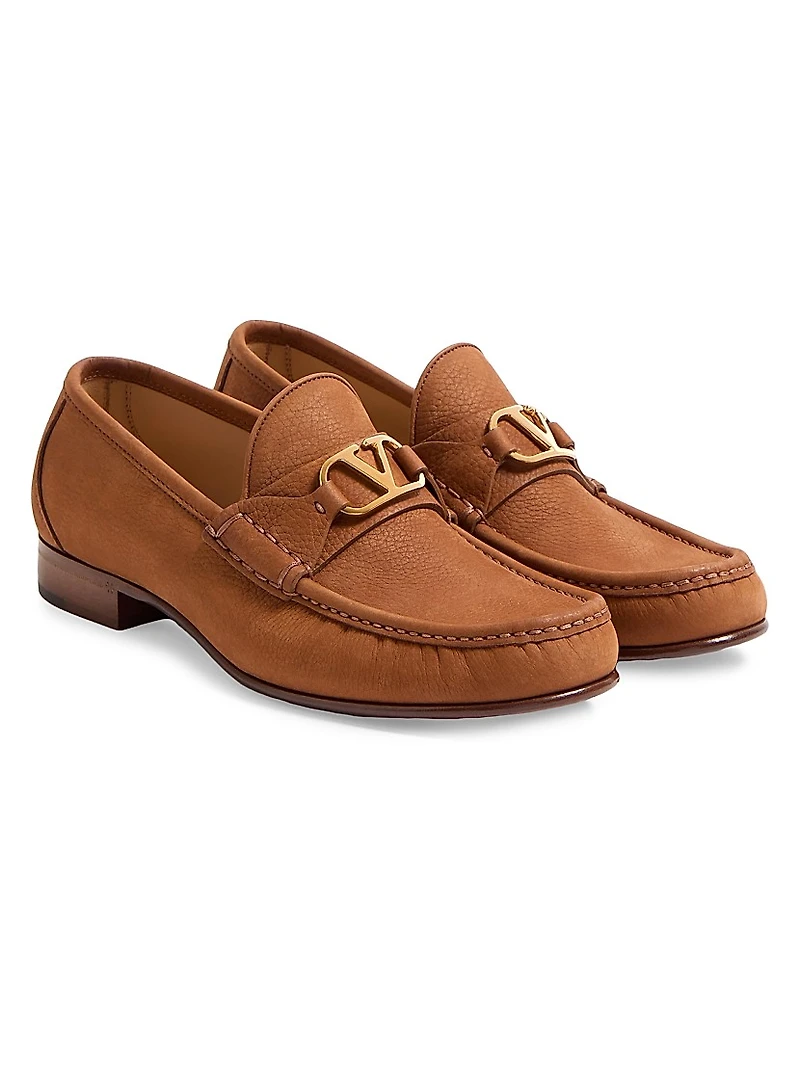 VLogo Signature Deerskin Suede Loafers