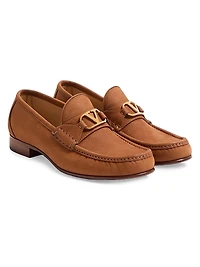 VLogo Signature Deerskin Suede Loafers