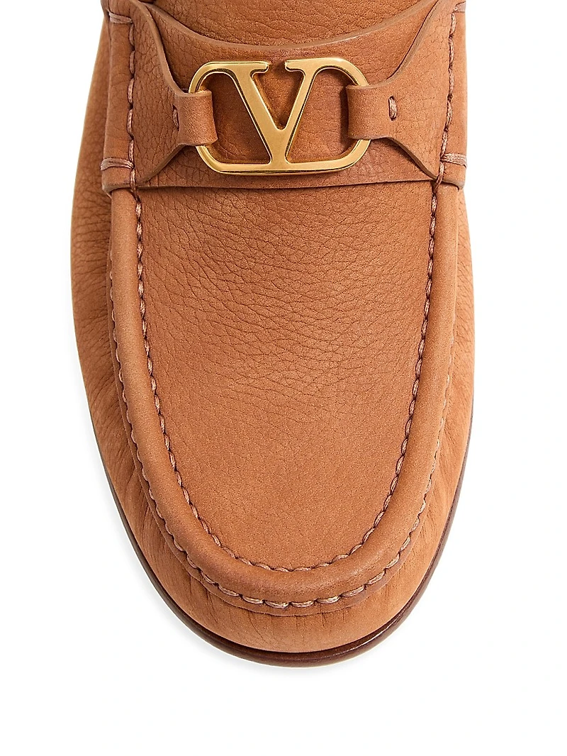 VLogo Signature Deerskin Suede Loafers