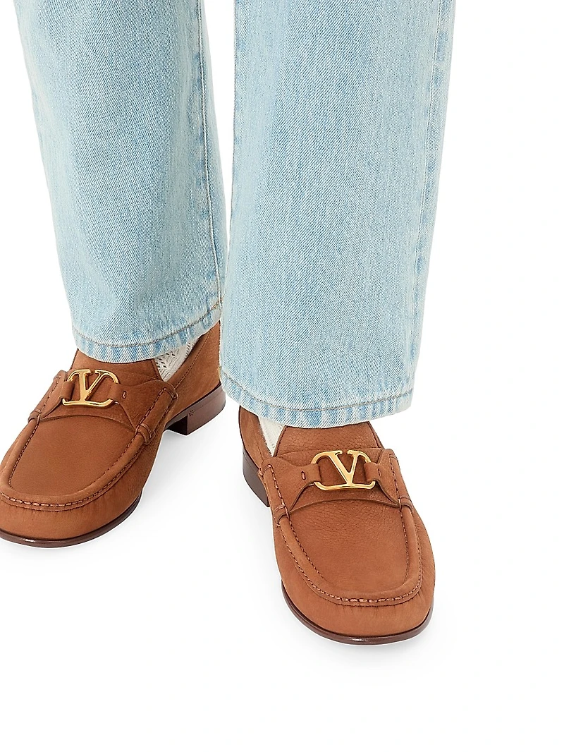 VLogo Signature Deerskin Suede Loafers