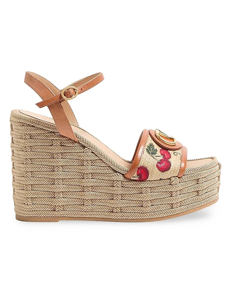 VLogo Signature Cherryfic Pattern Wedge Sandals 120MM