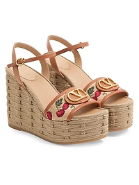 VLogo Signature Cherryfic Pattern Wedge Sandals 120MM