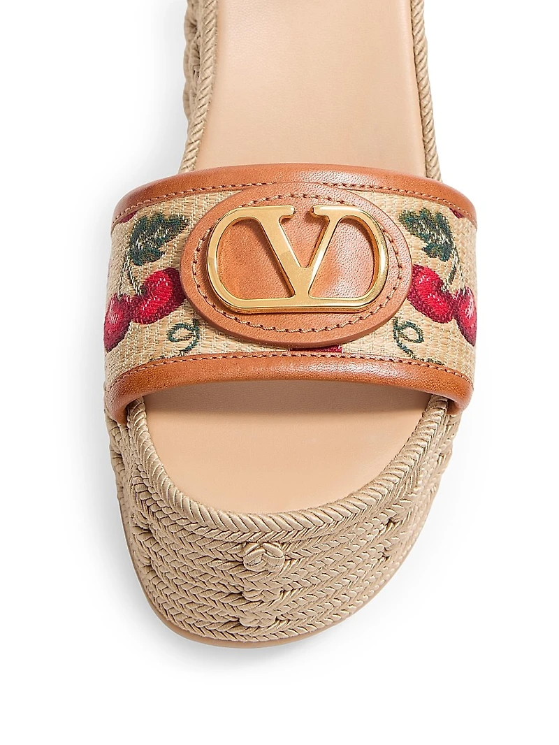 VLogo Signature Cherryfic Pattern Wedge Sandals 120MM