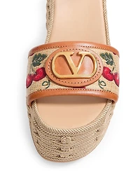 VLogo Signature Cherryfic Pattern Wedge Sandals 120MM
