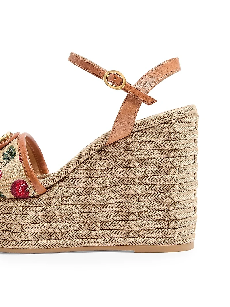 VLogo Signature Cherryfic Pattern Wedge Sandals 120MM