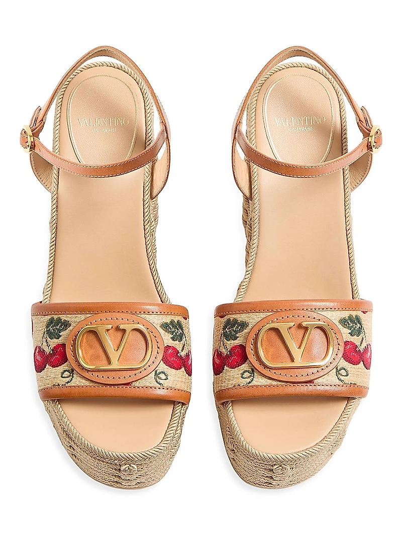 VLogo Signature Cherryfic Pattern Wedge Sandals 120MM