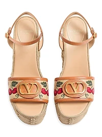 VLogo Signature Cherryfic Pattern Wedge Sandals 120MM