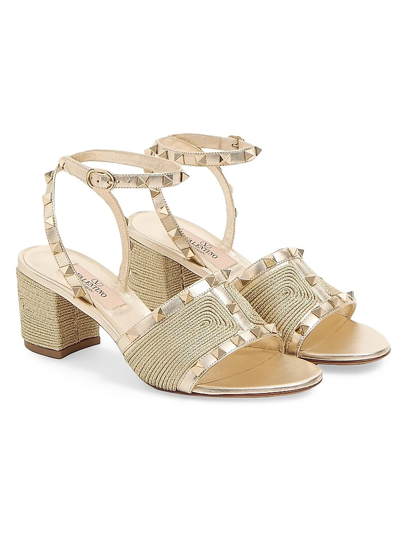 Rockstud Sandals in Laminated Nappa 60MM