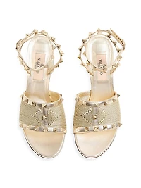 Rockstud Sandals in Laminated Nappa 60MM