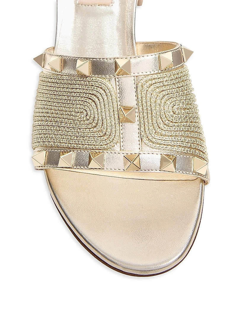 Rockstud Sandals in Laminated Nappa 60MM