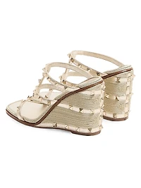 Rockstud Wedge Sandals Laminated Nappa