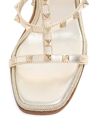 Rockstud Wedge Sandals Laminated Nappa
