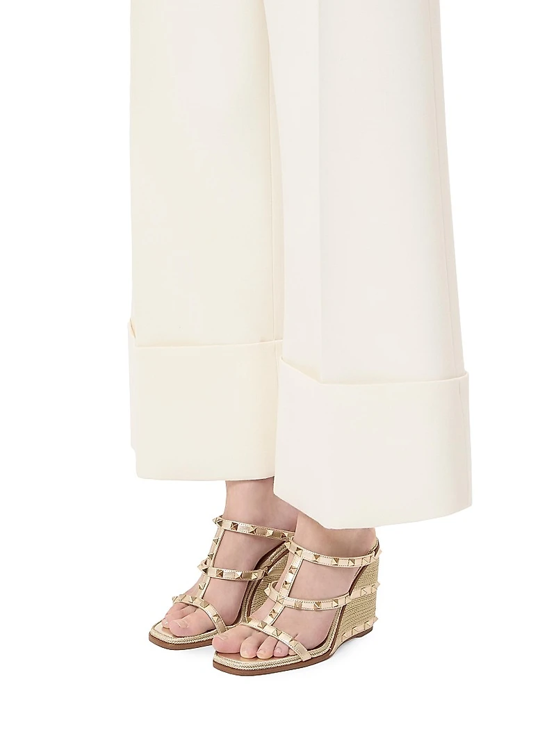 Rockstud Wedge Sandals Laminated Nappa