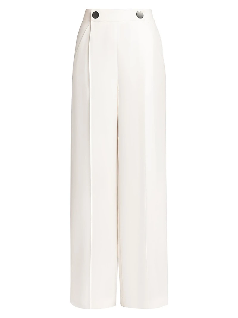 Silk Cady Wide-Leg Trousers
