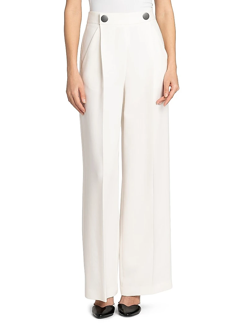Silk Cady Wide-Leg Trousers