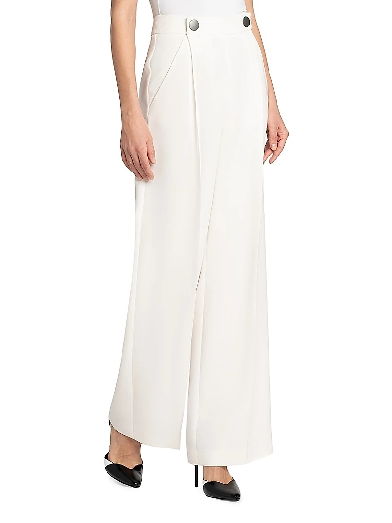Silk Cady Wide-Leg Trousers
