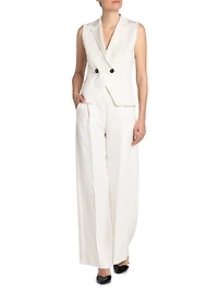 Silk Cady Wide-Leg Trousers