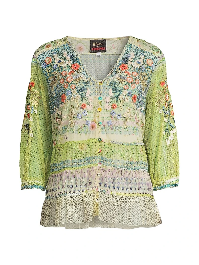 Winx Embroidered Mesh Blouse