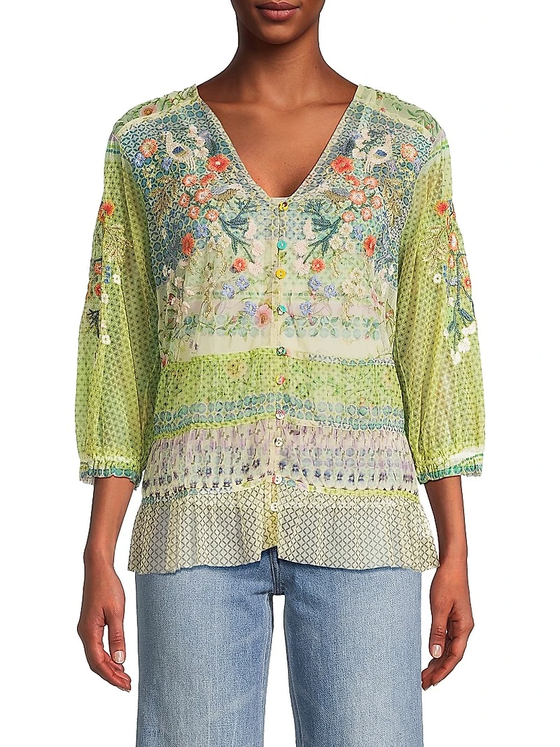 Winx Embroidered Mesh Blouse