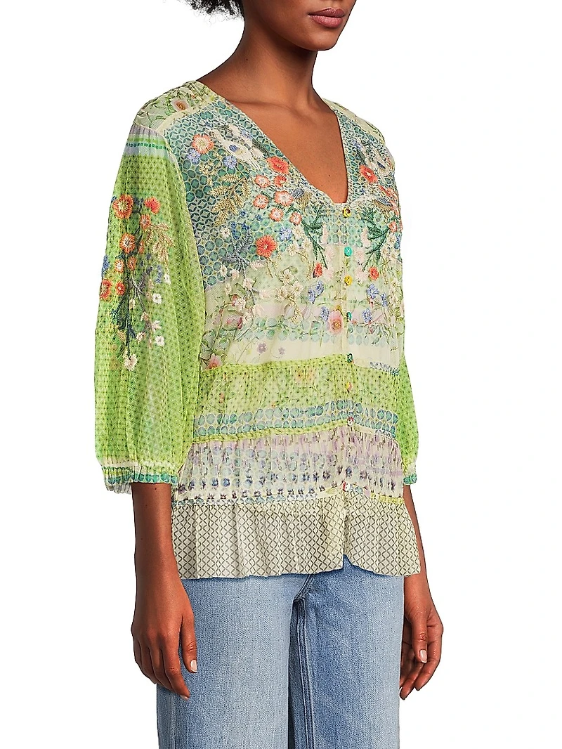 Winx Embroidered Mesh Blouse
