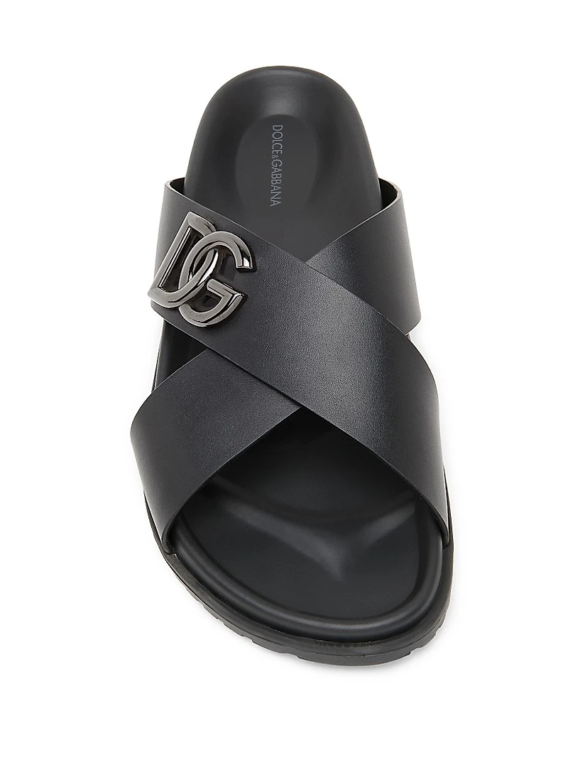Crossed Strap Leather Sandals