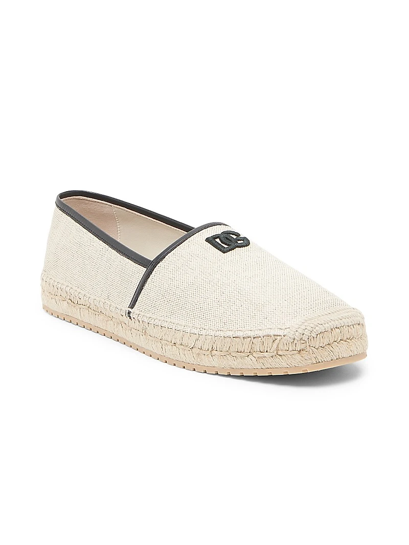 Embroidered Logo Woven Espadrilles