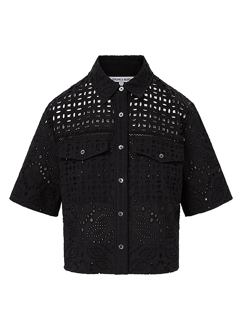 Spruce Embroidered Cotton Short-Sleeve Top