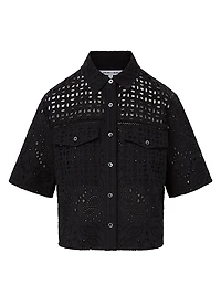 Spruce Embroidered Cotton Short-Sleeve Top