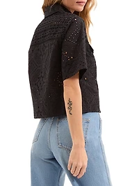 Spruce Embroidered Cotton Short-Sleeve Top