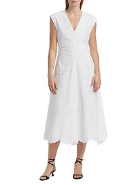 Aven Eyelet Cotton A-Line Midi-Dress