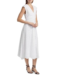 Aven Eyelet Cotton A-Line Midi-Dress