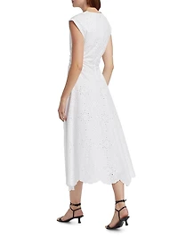 Aven Eyelet Cotton A-Line Midi-Dress