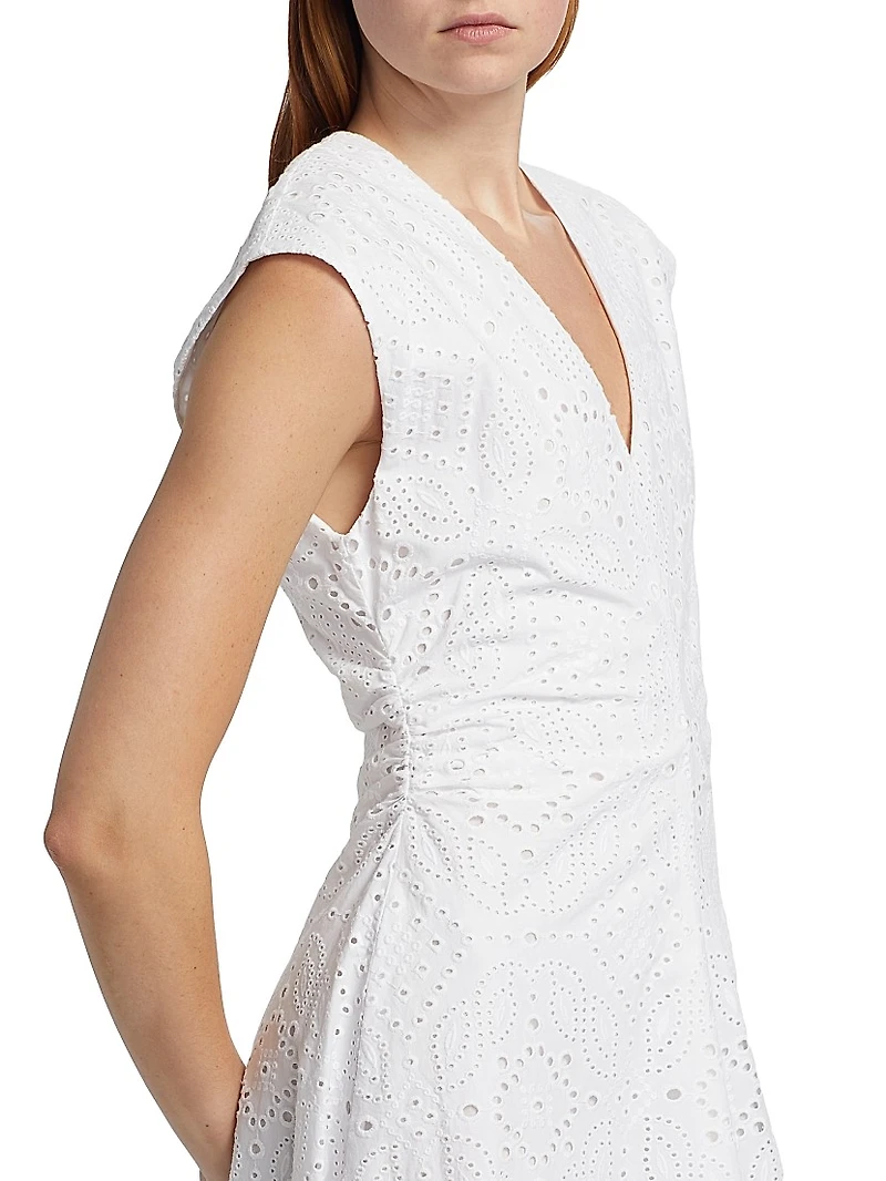 Aven Eyelet Cotton A-Line Midi-Dress