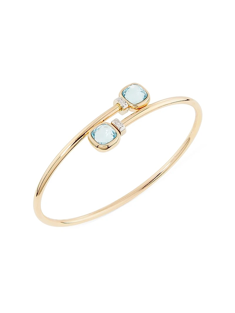 Nudo Mini 18K Rose Gold, Sky Blue Topaz & 0.02 TCW Diamond Bangle Bracelet