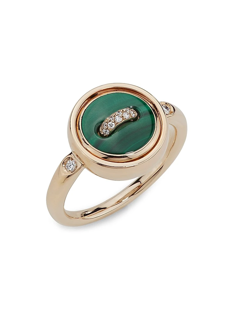 Pom Dot Pavé Diamond, Malachite, Mother of Pearl & 18K Rose Gold Reversible Ring