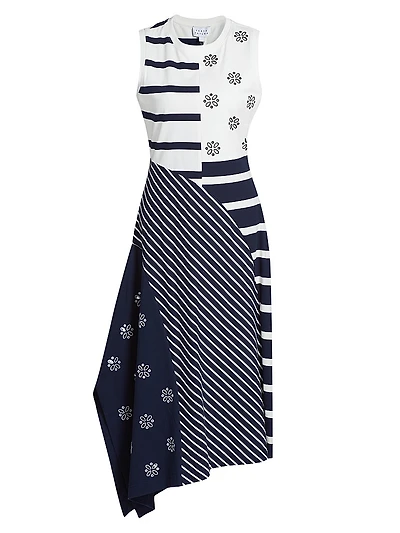 Cassidy Mixed Jersey Midi-Dress