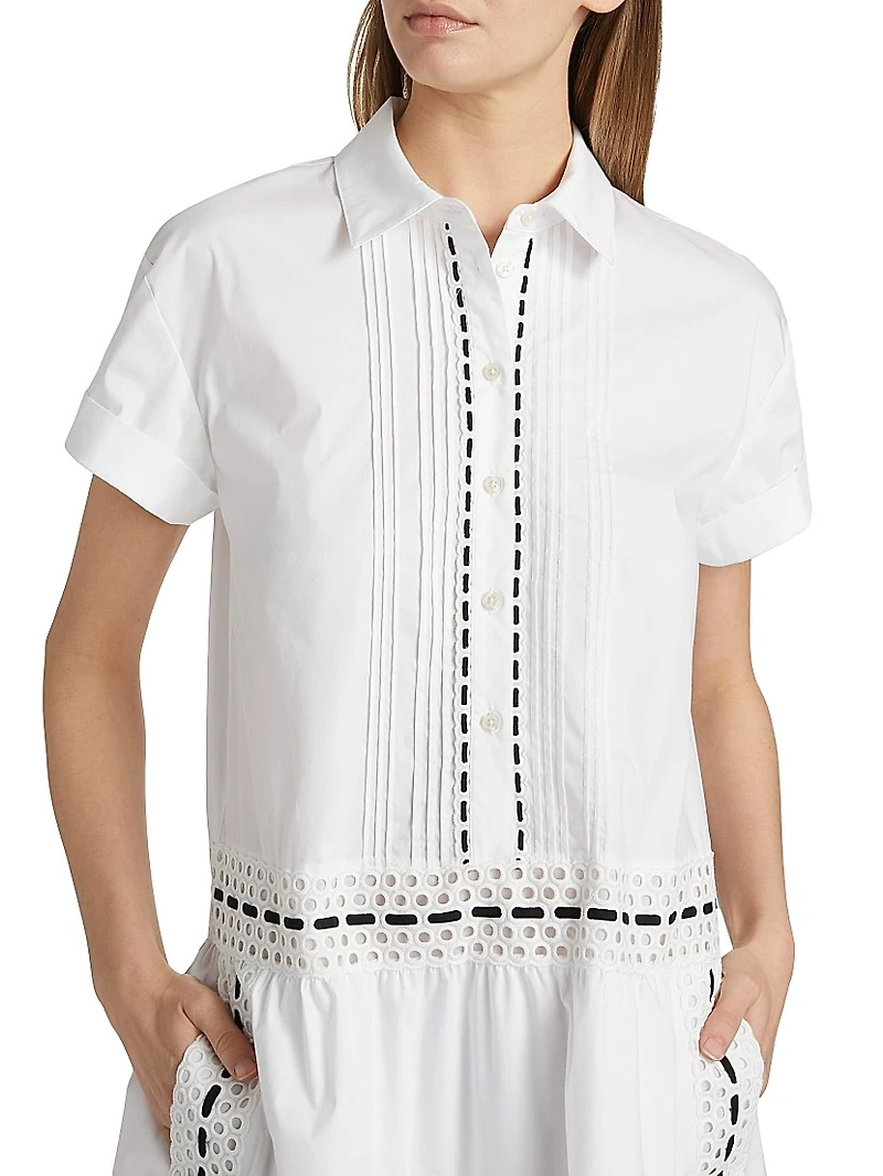 Jasmine Eyelet Button-Front Dress