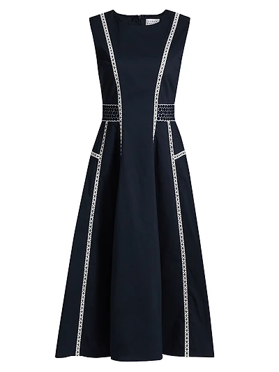 Sloane Embroidered Eyelet Midi-Dress