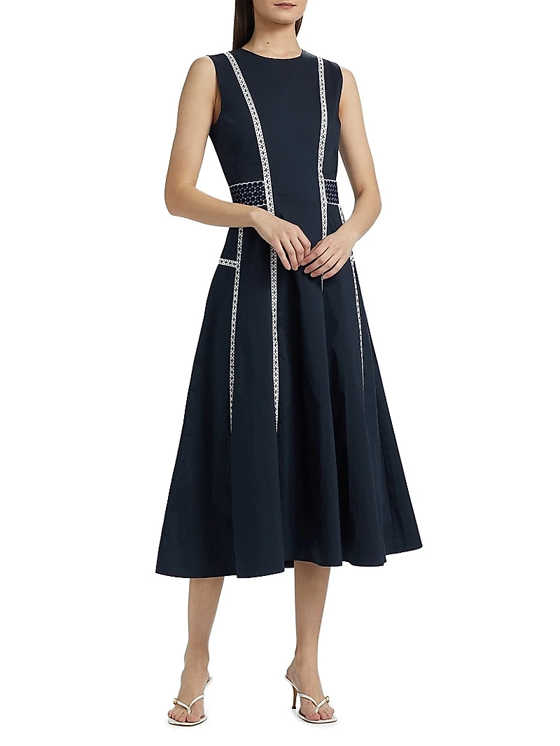 Sloane Embroidered Eyelet Midi-Dress
