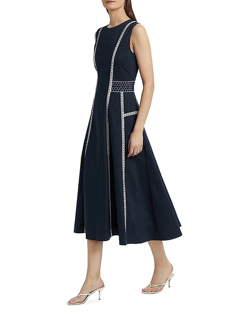 Sloane Embroidered Eyelet Midi-Dress