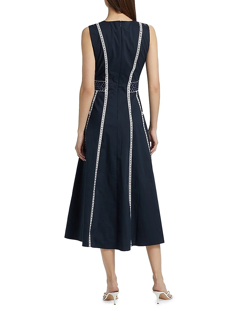 Sloane Embroidered Eyelet Midi-Dress