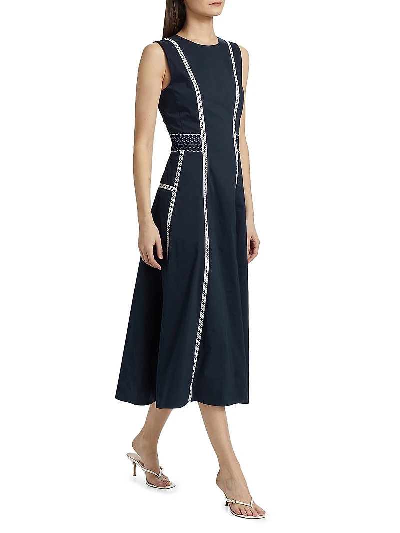 Sloane Embroidered Eyelet Midi-Dress