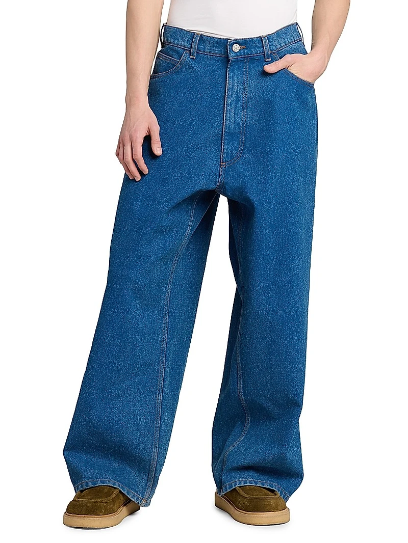 Patch Logo Wide-Leg Jeans