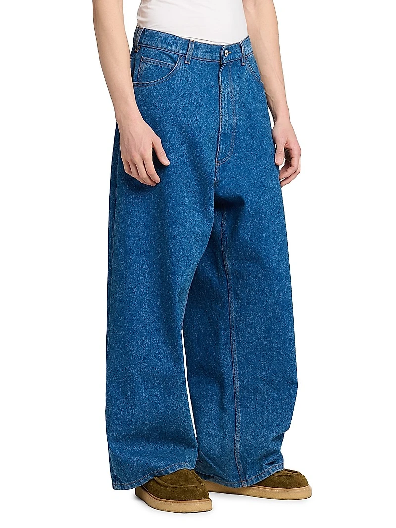 Patch Logo Wide-Leg Jeans