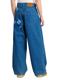 Patch Logo Wide-Leg Jeans