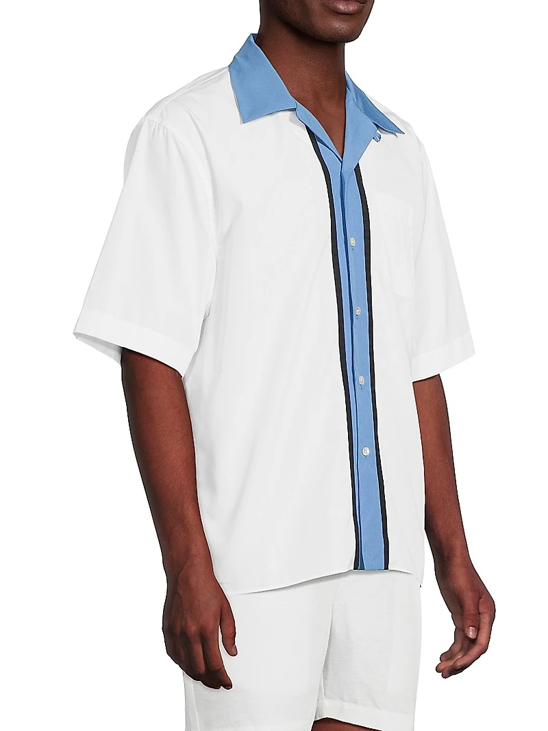 Vertical Stripe Poplin Bowling Shirt