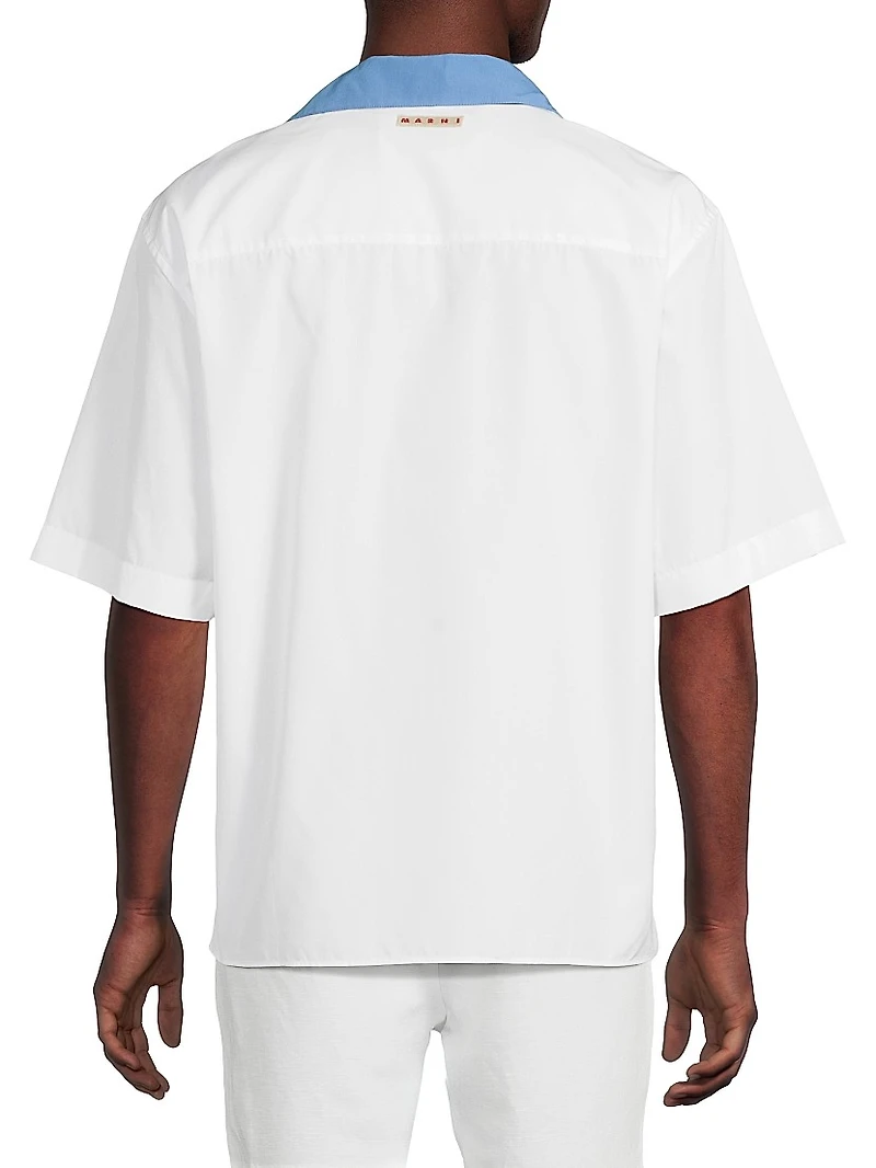 Vertical Stripe Poplin Bowling Shirt